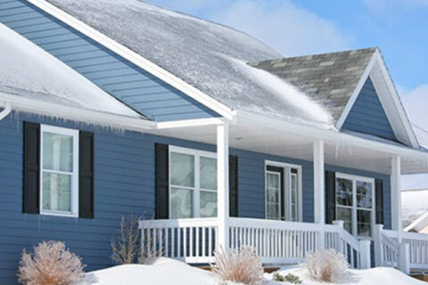 Ice on house roof