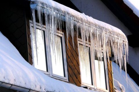 Ice on house roof